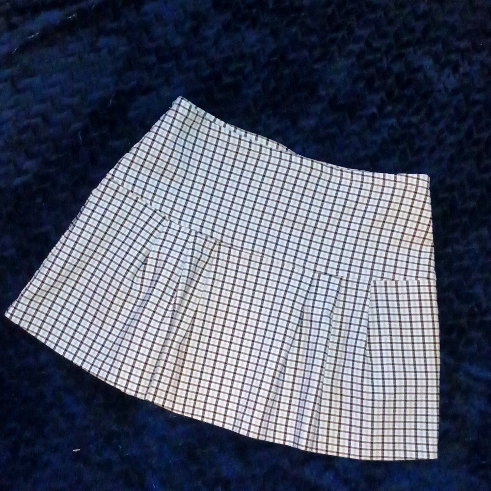 V&X Women's Large Blue Plaid Pleated Mini Skirt